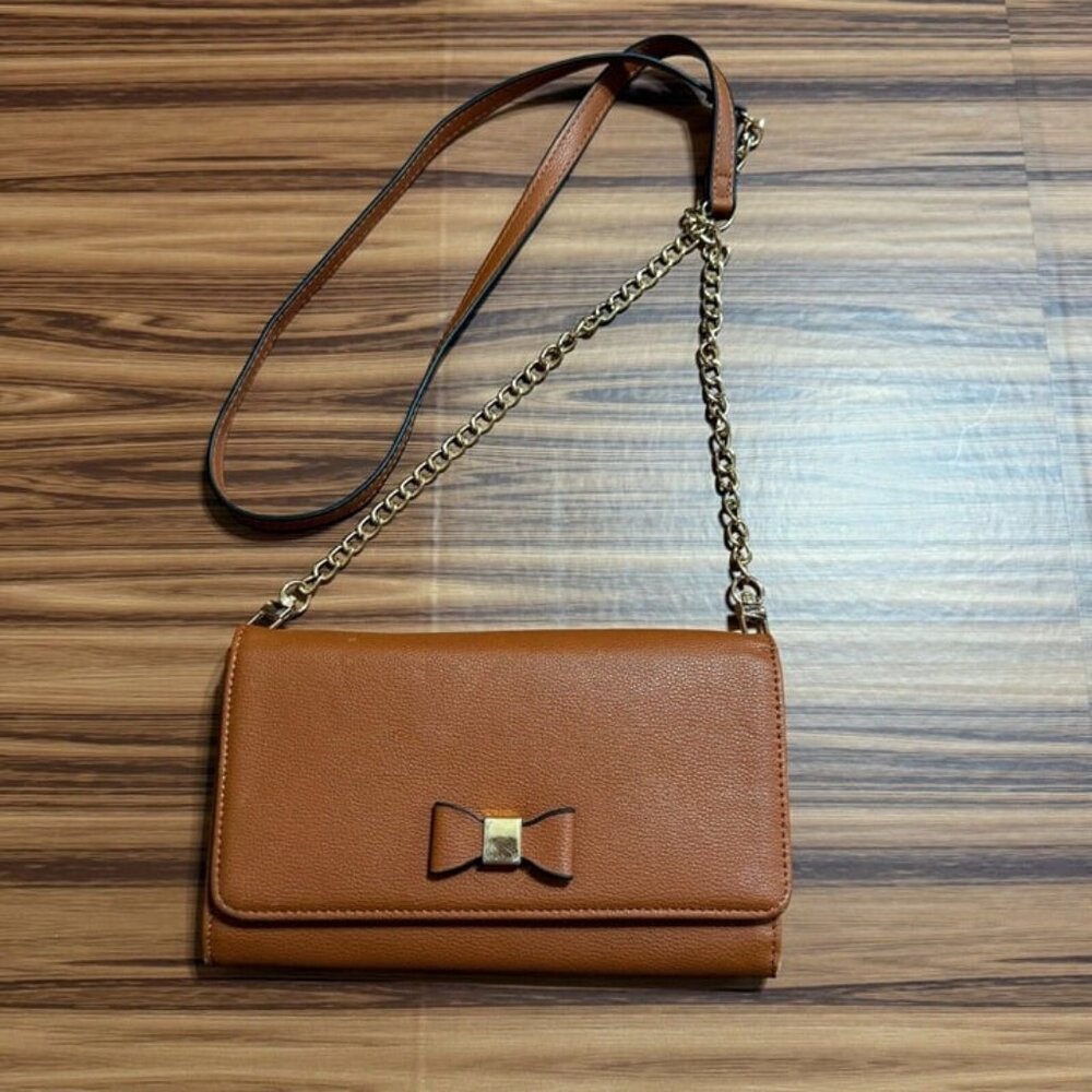 Women's Fashion Wallet On A String Brown Bow Detachable Shoulder Strap